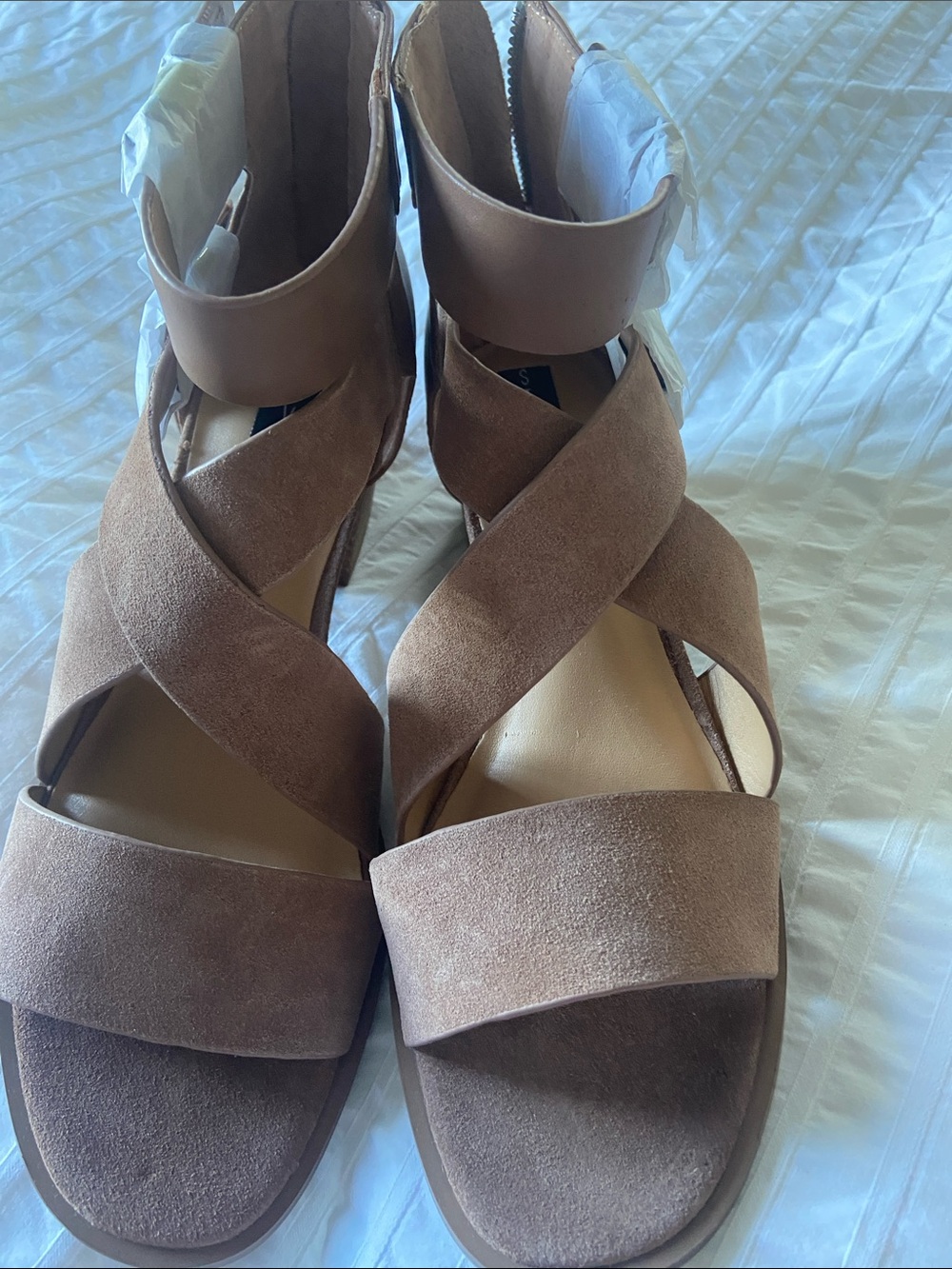 Steve Madden Brown Suede Crisscross Ankle Strap Sandals
